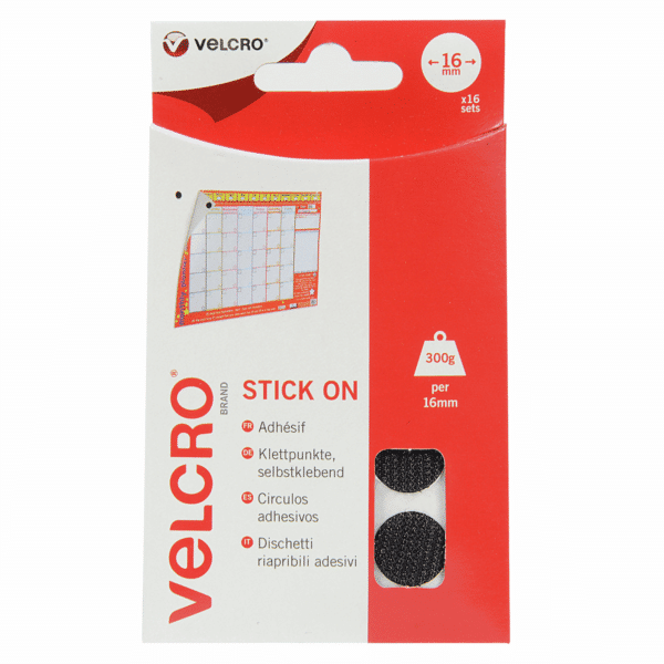 Velcro - Hook & Loop 16mm Coins – Black 1